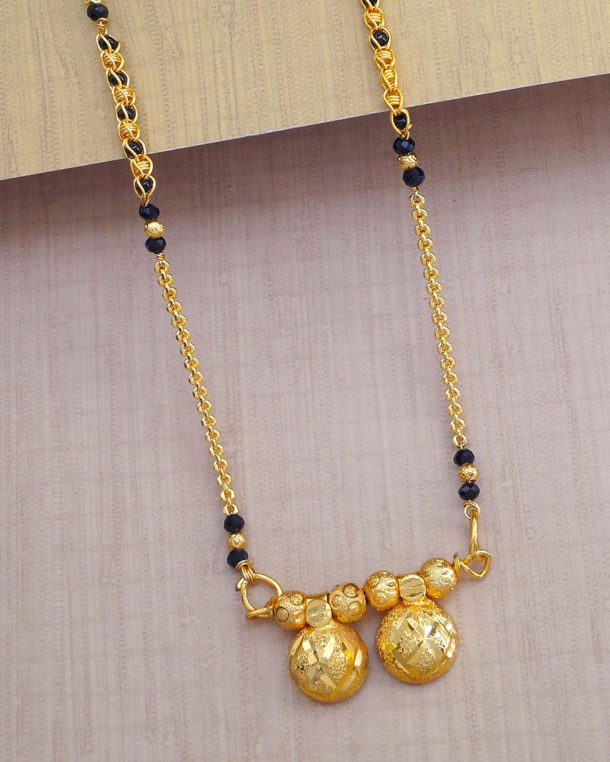 Traditional Andra Thali Black Beads One Gram Gold Mangalsutra Design