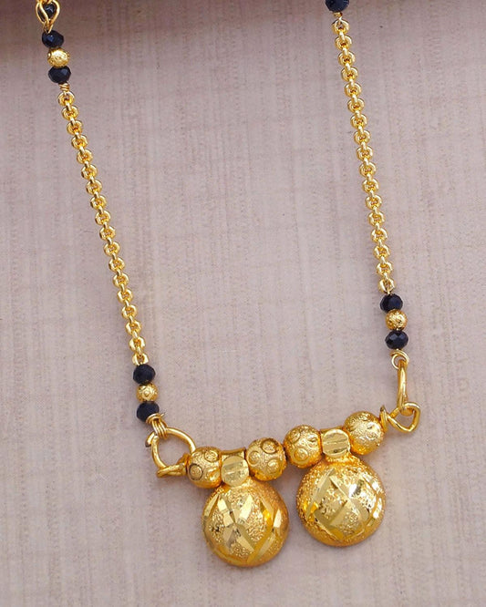 Traditional Andra Thali Black Beads One Gram Gold Mangalsutra Design