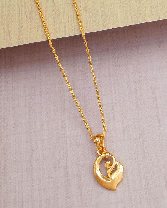 Latest Plain Gold Peacock Pendant With Chain For Women And Girls