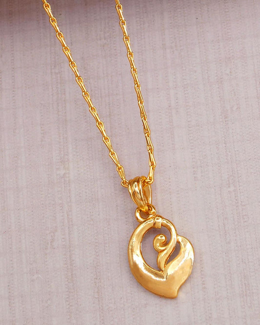Latest Plain Gold Peacock Pendant With Chain For Women And Girls
