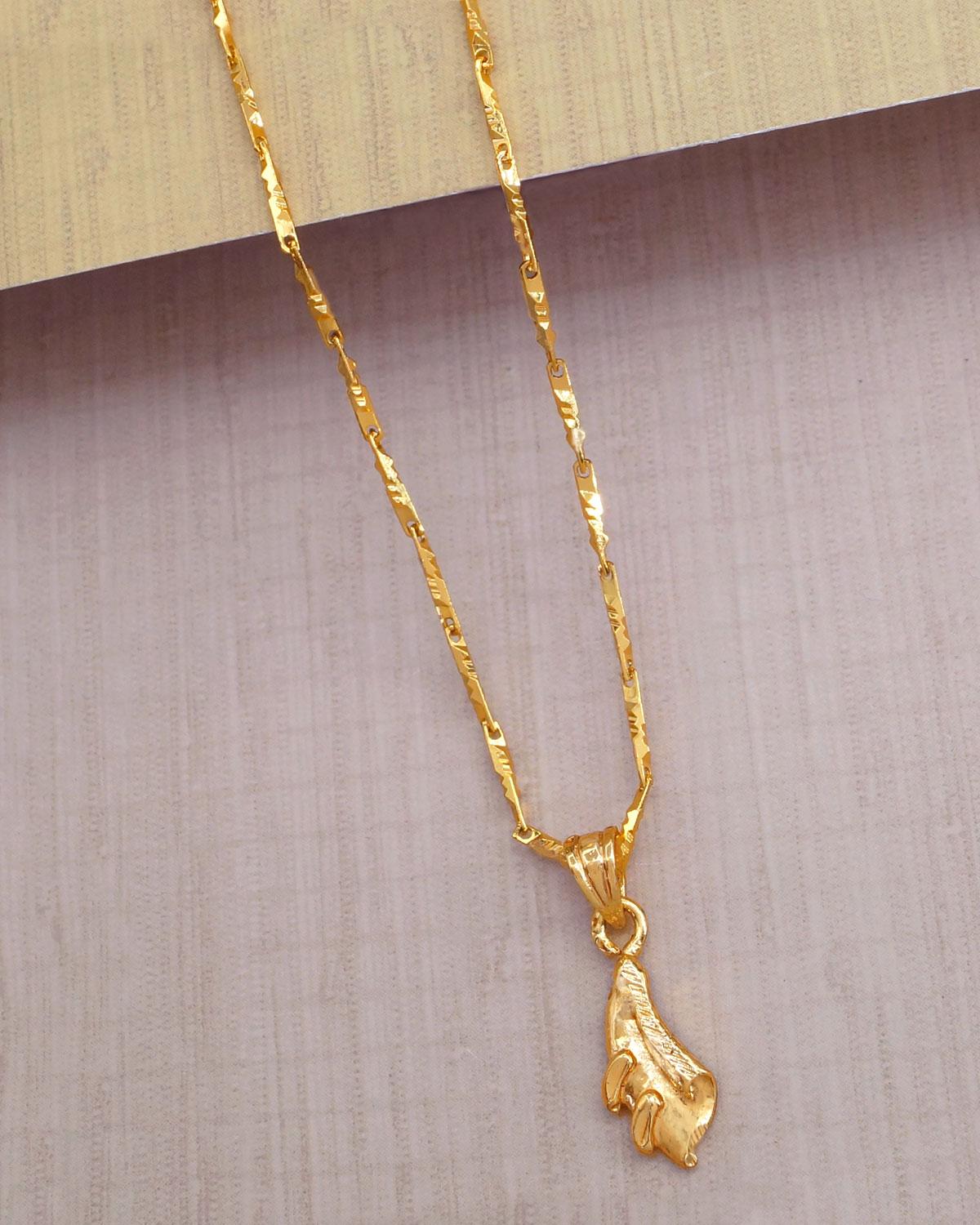 One Gram Gold Short Chain Leaf Pendant Buy Online