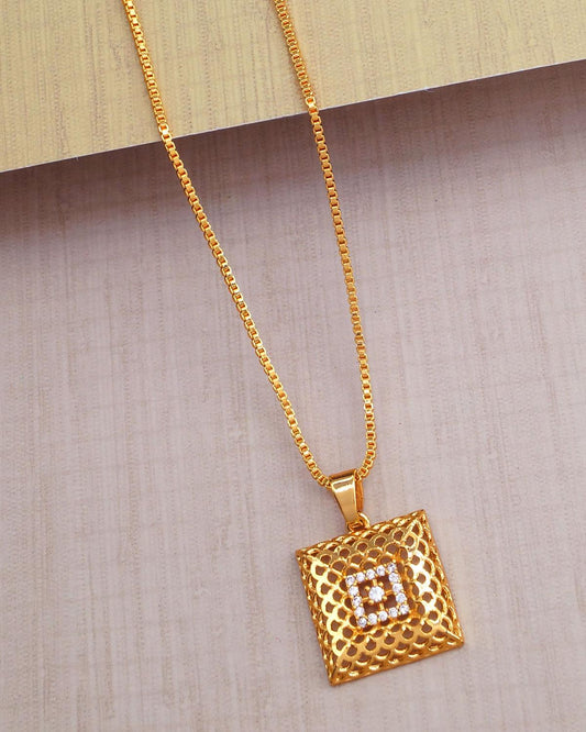 Stylish White Stone Pendant With Gold Chain Shop Online