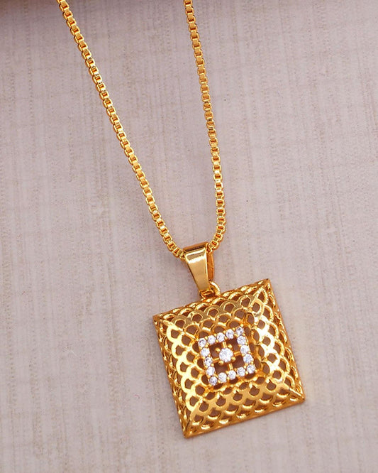 Stylish White Stone Pendant With Gold Chain Shop Online